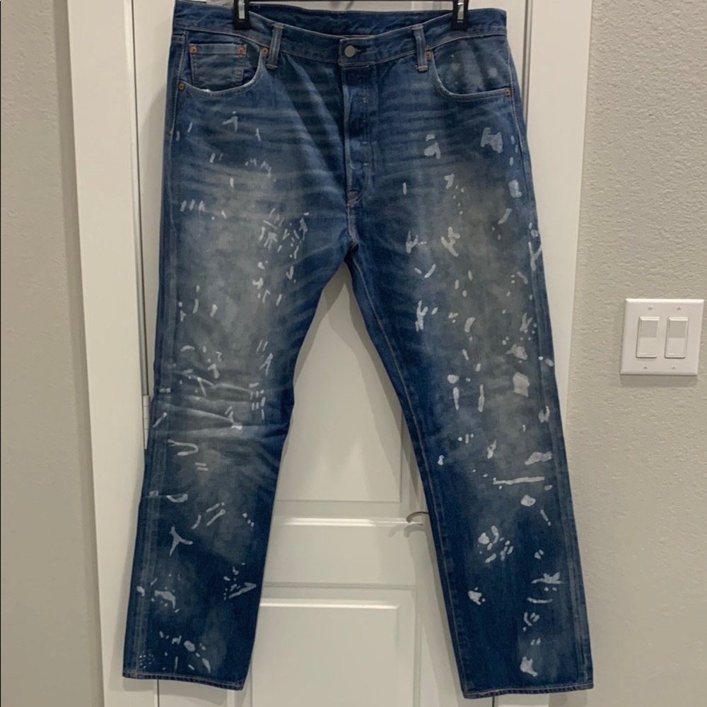 Levi's Blue Straight Artistic Distressed Jeans